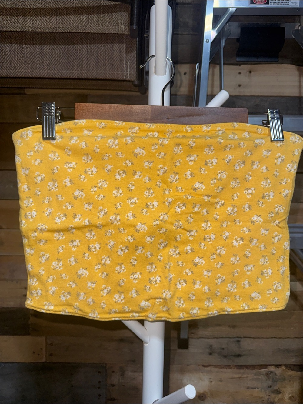 Hollister Yellow Floral Tube Skirt Large